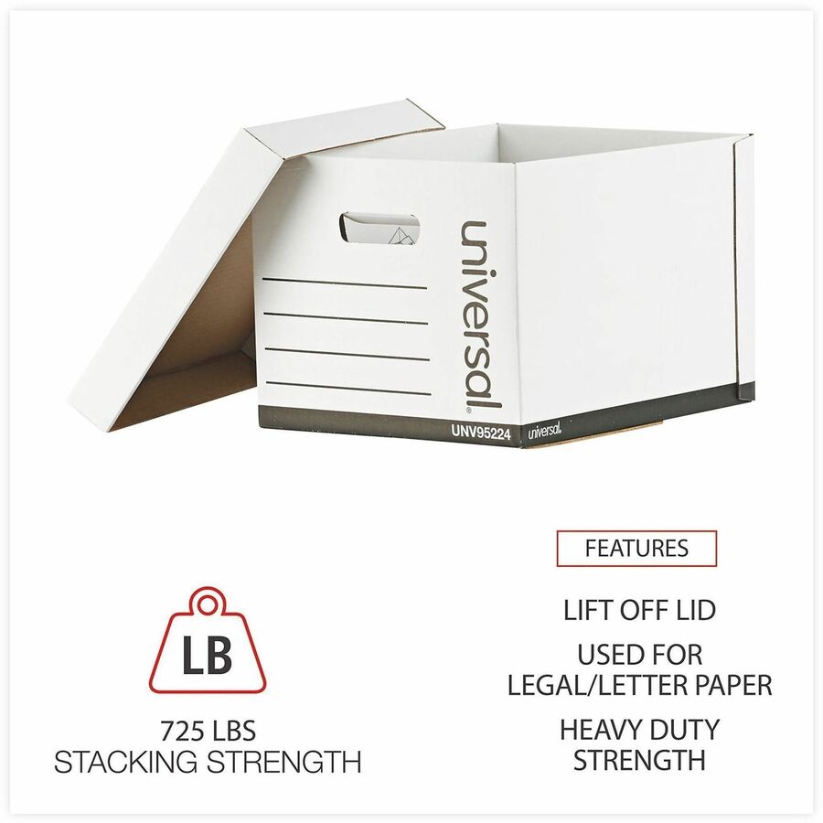 Universal Storage Case - Internal Dimensions: 12" Width x 15" Depth x 10.25" Height - Media Size Supported: Letter, Legal - Lift-off Closure - Heavy Duty - Stackable - Corrugated Fiberboard - White - For Box File - 12 / Carton