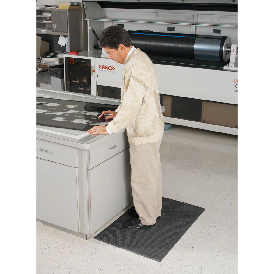 Guardian Floor Protection Air Step Antifatigue Mats - Indoor - 60" Length x 36" Width x 0.370" Thickness - Polypropylene - Black - 1 Each