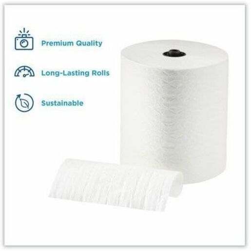 1 Ply - 8.25" Width x 425 ft Length - White - 6 Roll