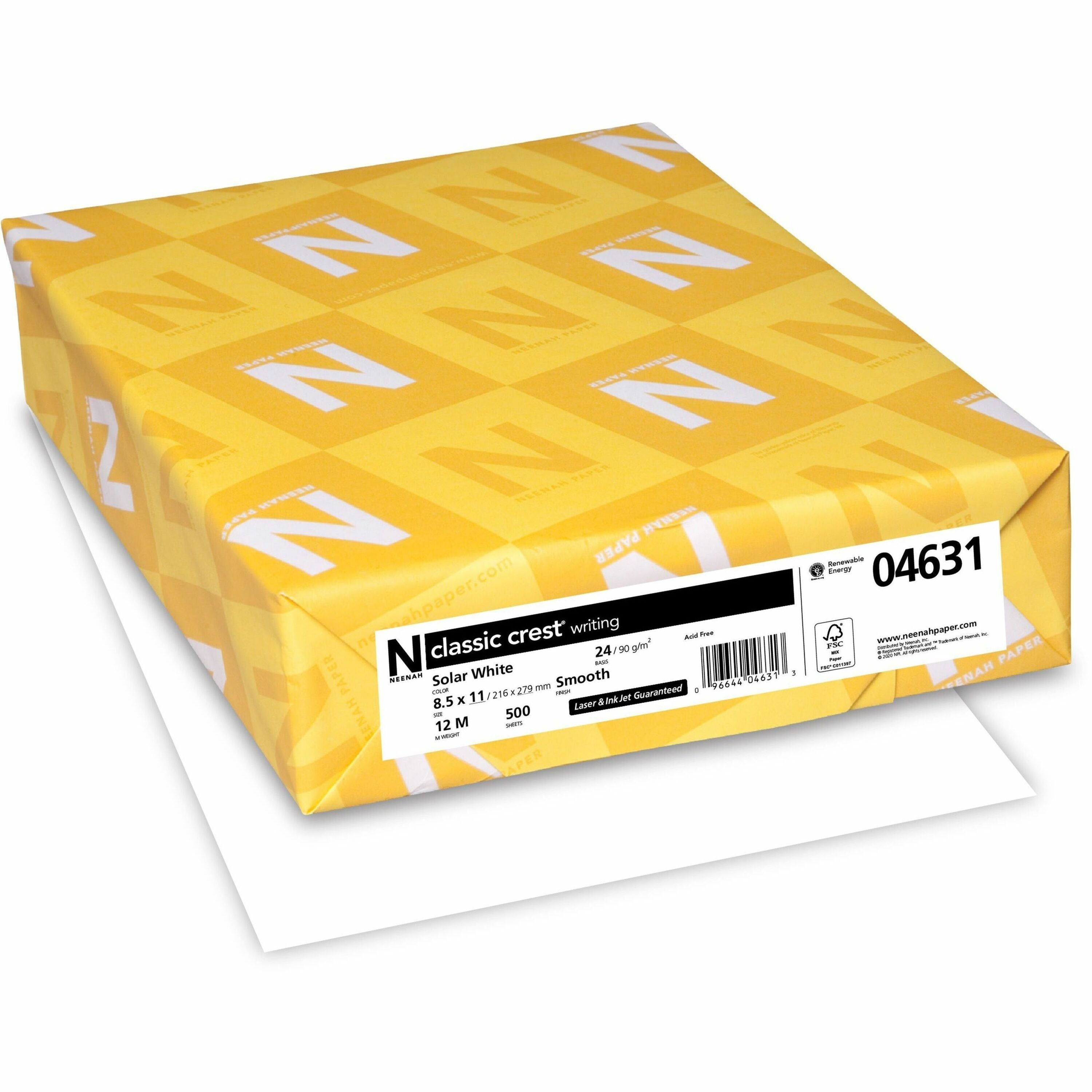 97 Brightness - Letter - 8 1/2" x 11" - 24 lb Basis Weight - Smooth - Solar White - 500 / Ream