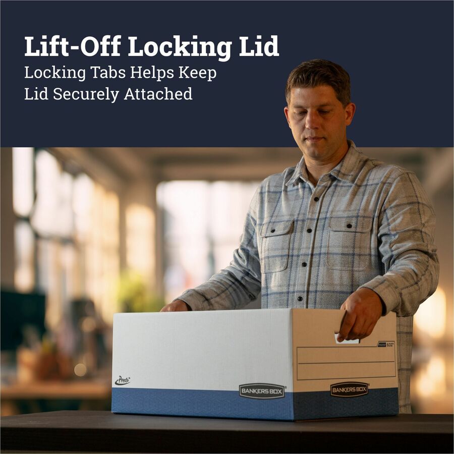 Internal Dimensions: 15" Width x 24" Depth x 10" Height - External Dimensions: 16" Width x 25.4" Depth x 10.5" Height - 800 lb - Lift-off Closure - Heavy Duty - Stackable - White, Blue - For Document, File - Recycled - 12 / Carton