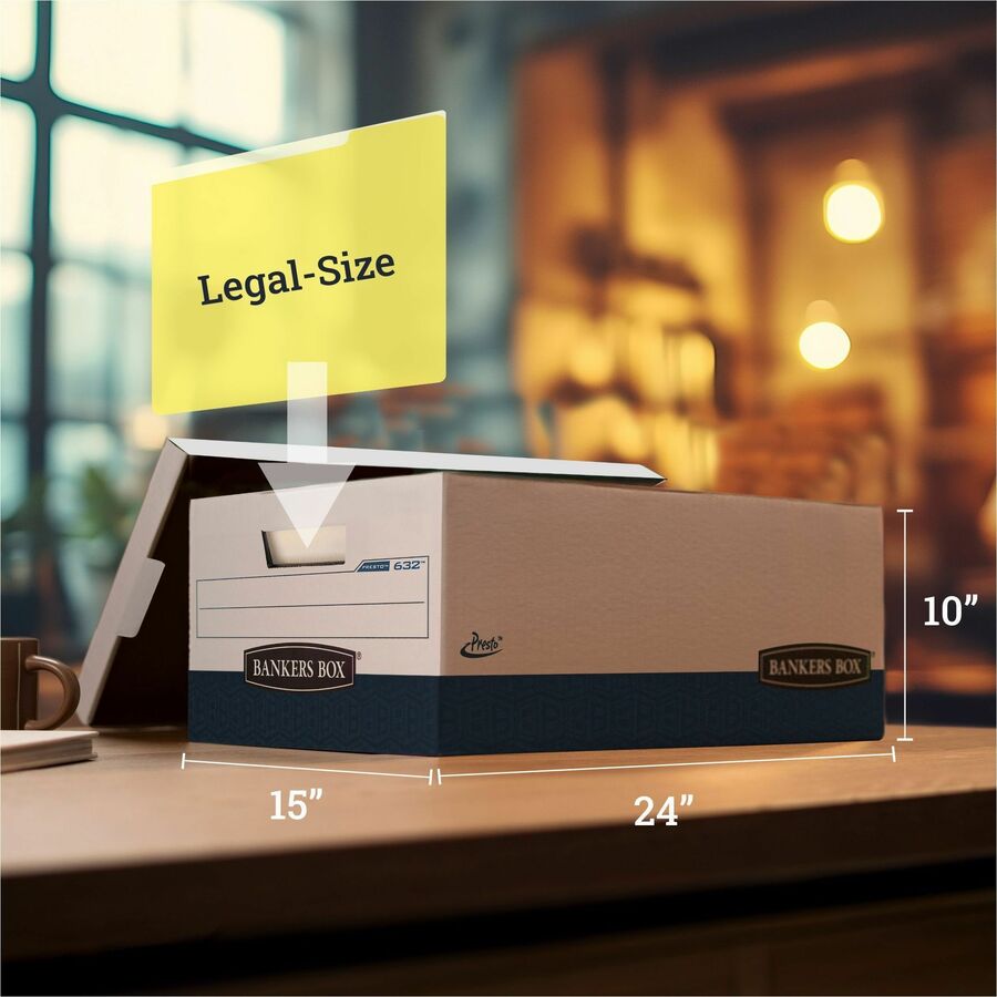 Internal Dimensions: 15" Width x 24" Depth x 10" Height - External Dimensions: 16" Width x 25.4" Depth x 10.5" Height - 800 lb - Lift-off Closure - Heavy Duty - Stackable - White, Blue - For Document, File - Recycled - 12 / Carton
