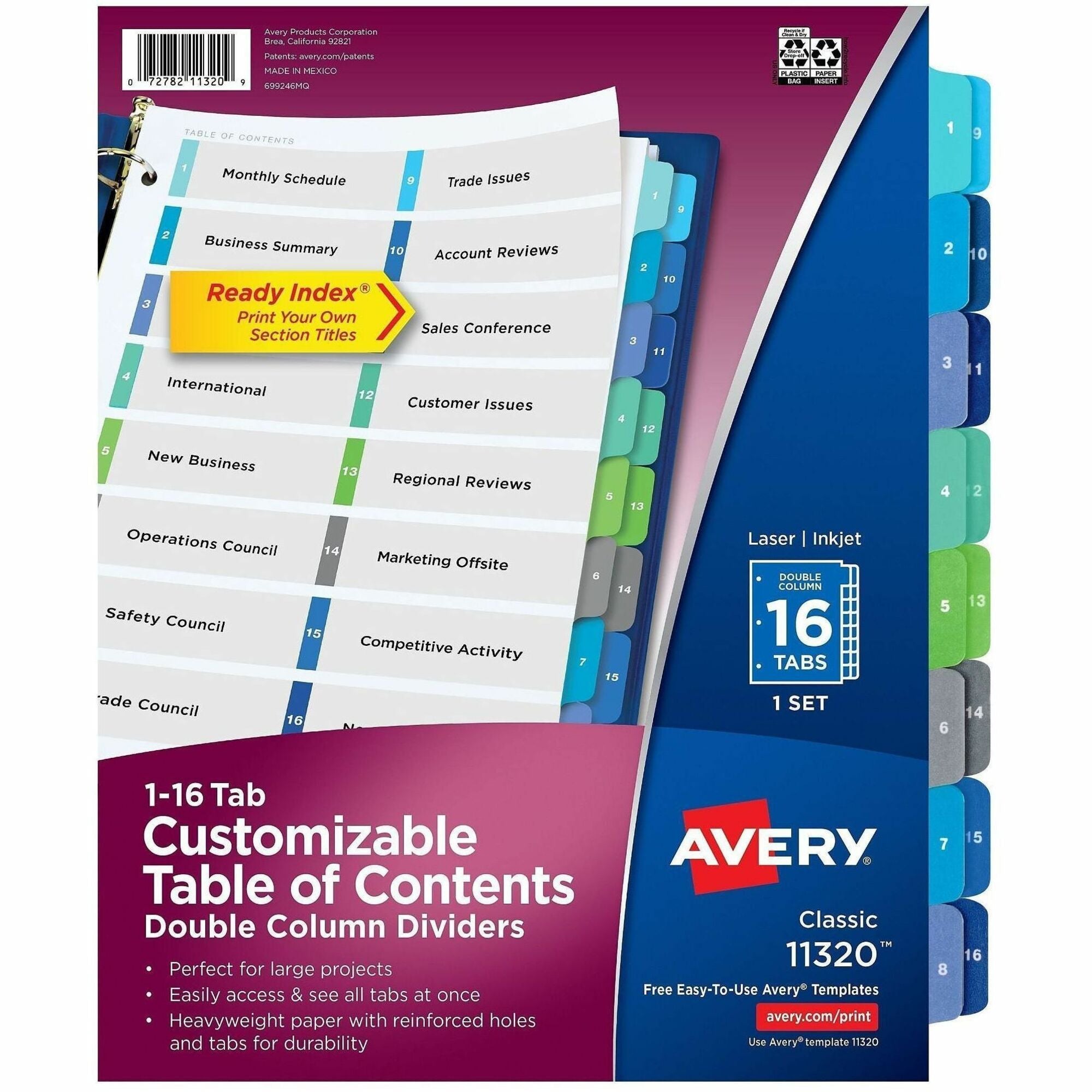 16 x Divider(s) - 16 Tab(s) - Digit - 1-16 - 16 Tab(s)/Set - 8.5" Divider Width x 11" Divider Length - 3 Hole Punched - White Paper Divider - Multicolor Paper Tab(s) - Hole-punched, Printable, Customizable, Pre-printed - 16 Dividers/Set - 16 / Set