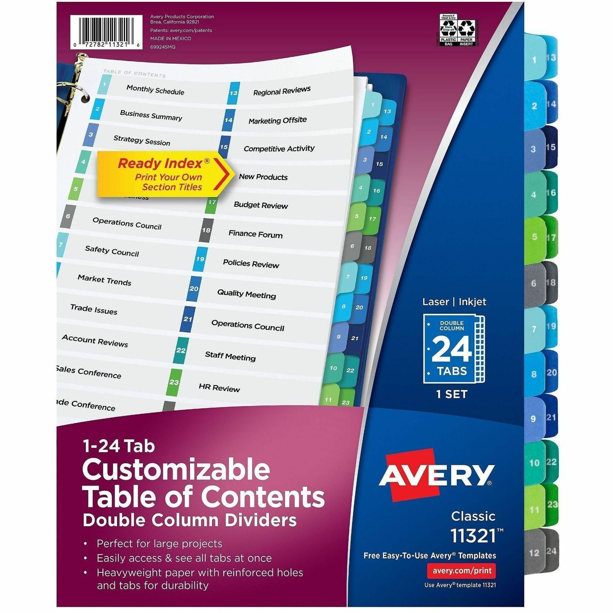 24 x Divider(s) - 24 Tab(s) - Digit - 1-24 - 24 Tab(s)/Set - 8.5" Divider Width x 11" Divider Length - 3 Hole Punched - White Paper Divider - Multicolor Paper Tab(s) - 20% - Hole-punched, Printable, Customizable, Pre-printed - 24 Dividers/Set - 24 / Set