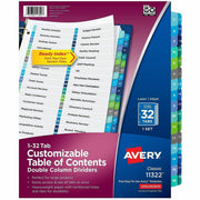 32 x Divider(s) - 32 Tab(s) - Digit - 1-32 - 32 Tab(s)/Set - 8.5" Divider Width x 11" Divider Length - 3 Hole Punched - White Paper Divider - Multicolor Paper Tab(s) - Hole-punched, Printable, Customizable, Pre-printed - 32 Dividers/Set - 32 / Set