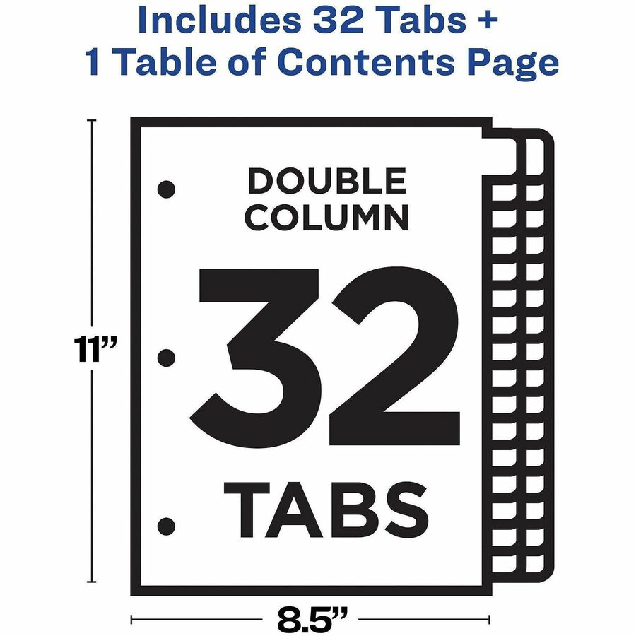 32 x Divider(s) - 32 Tab(s) - Digit - 1-32 - 32 Tab(s)/Set - 8.5" Divider Width x 11" Divider Length - 3 Hole Punched - White Paper Divider - Multicolor Paper Tab(s) - Hole-punched, Printable, Customizable, Pre-printed - 32 Dividers/Set - 32 / Set