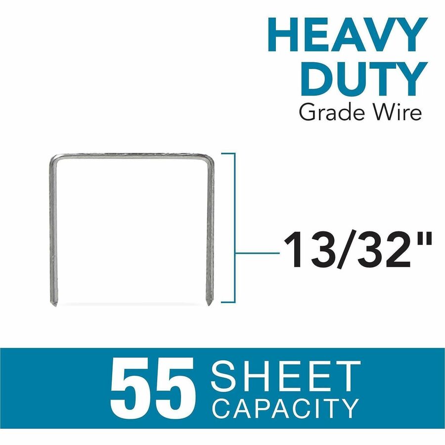 Heavy Duty - 2/5" Leg - Holds 55 Sheet(s) - for Paper - Green - 1 Box