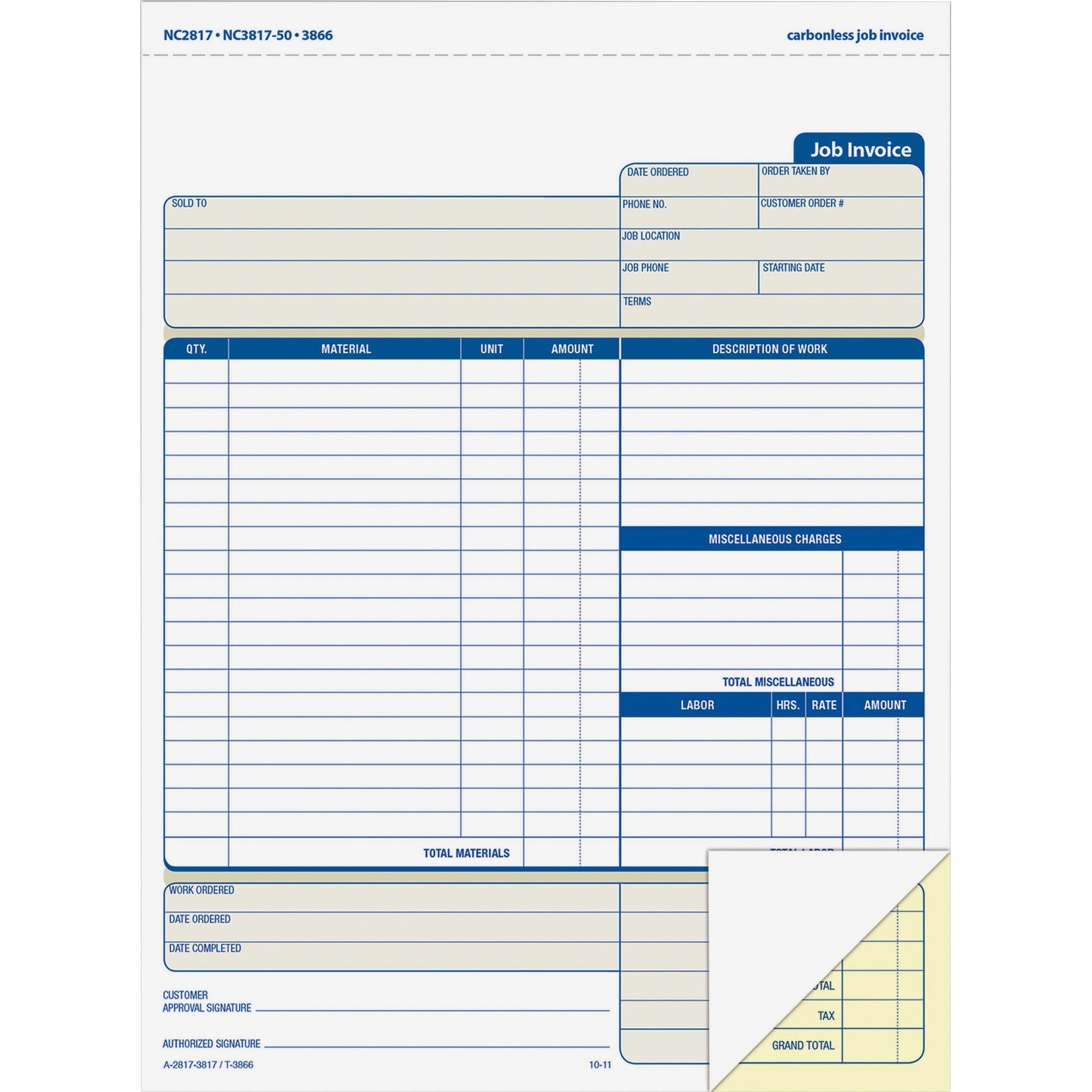 100 Sheet(s) - 2 Part - Carbonless Copy - 8.50" x 11.43" Form Size - White - 1 Each