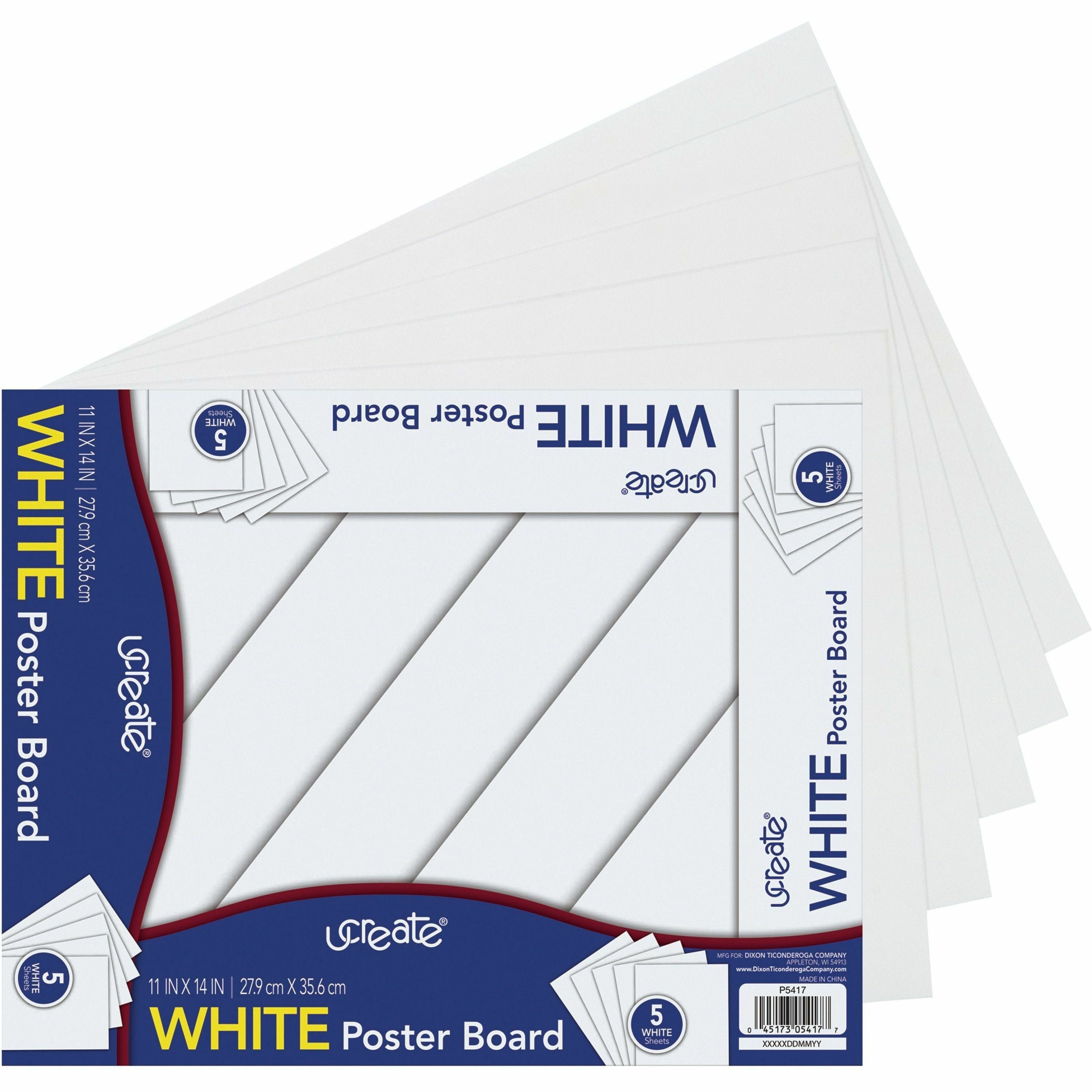 Poster Board, White, 11" x 14", 5 Sheets