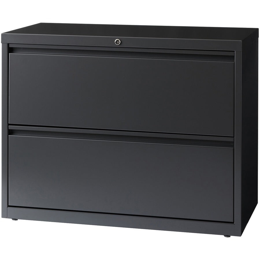 Lorell Fortress Series Lateral File - 36" Width x 18.6" Depth x 28.1" Height - 2 x Drawer(s) - Legal, Letter, A4 - Lateral - Rust Proof, Leveling Glide, Interlocking - Charcoal - Baked Enamel - Steel - Recycled