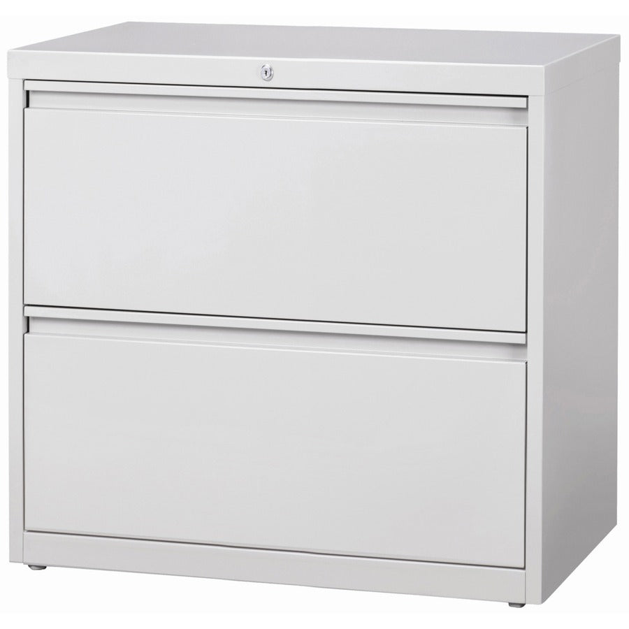 Lorell Fortress Series Lateral File, 2-Drawer, 36"W x 18.6"D x 28.1"H, Light Gray, Steel, Lateral, Legal/Letter/A4, 1 Each