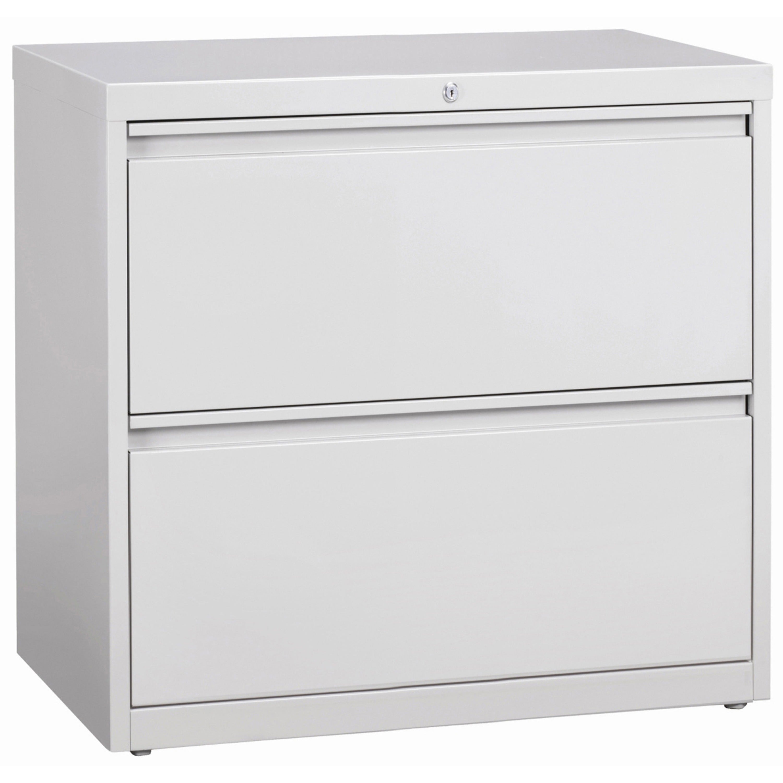 Lorell Fortress Series Lateral File, 2-Drawer, 36"W x 18.6"D x 28.1"H, Light Gray, Steel, Lateral, Legal/Letter/A4, 1 Each