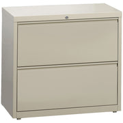 Lorell Fortress Series Lateral File, 2-Drawer, Lateral, 36"W x 18.6"D x 28.1"H, Steel, Putty, Rust Proof, Ball-bearing Suspension, Label Holder, Recycled Content, 1 Each