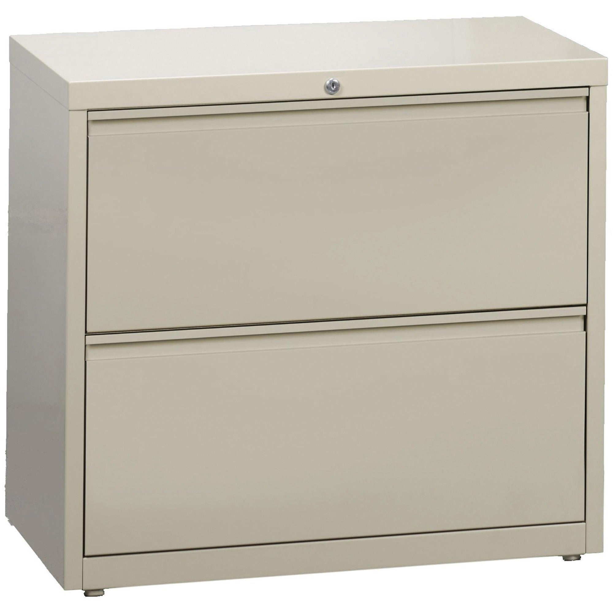 Lorell Fortress Series Lateral File, 2-Drawer, Lateral, 36"W x 18.6"D x 28.1"H, Steel, Putty, Rust Proof, Ball-bearing Suspension, Label Holder, Recycled Content, 1 Each