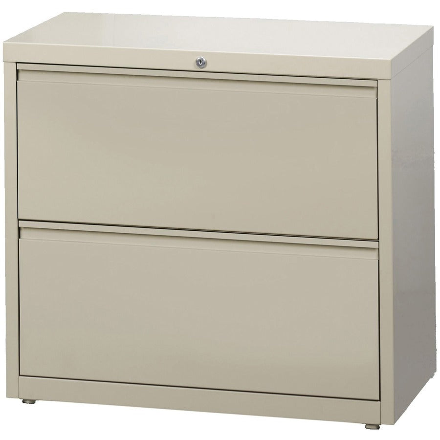 Lorell Fortress Series Lateral File, 2-Drawer, Lateral, 36"W x 18.6"D x 28.1"H, Steel, Putty, Rust Proof, Ball-bearing Suspension, Label Holder, Recycled Content, 1 Each