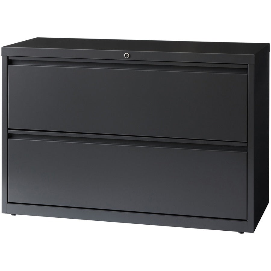 Lorell Fortress Series Lateral File - 42" Width x 18.6" Depth x 28.1" Height - 2 x Drawer(s) - Legal, Letter, A4 - Lateral - Rust Proof, Leveling Glide, Interlocking, Ball-bearing Suspension - Charcoal - Baked Enamel - Steel - Recycled