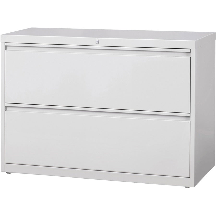 Lorell Fortress Series Lateral File, 2-Drawer, Lateral, 42"W x 18.6"D x 28.1"H, Light Gray, Steel, 1 Each