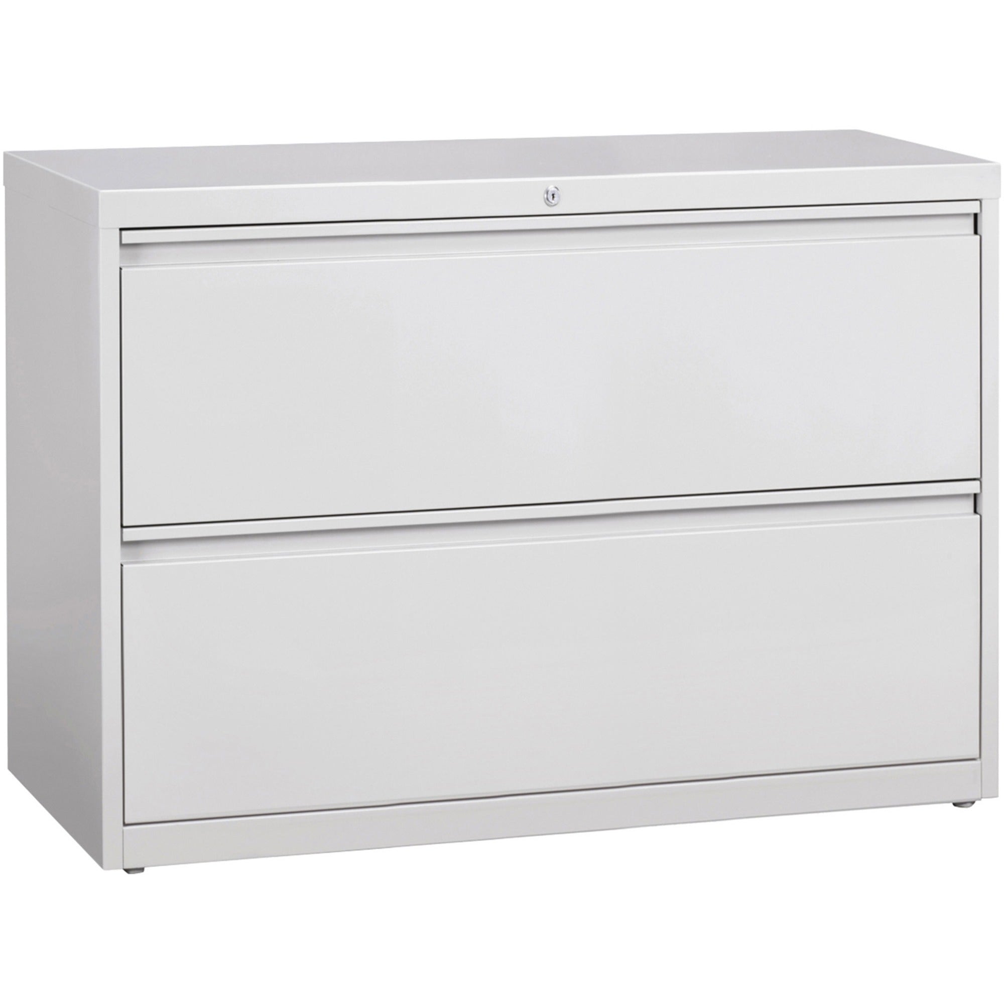 Lorell Fortress Series Lateral File, 2-Drawer, Lateral, 42"W x 18.6"D x 28.1"H, Light Gray, Steel, 1 Each