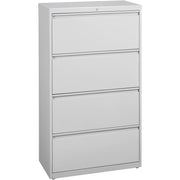 Lorell Fortress Series Lateral File, 4-Drawer, Lateral, 36"W x 18.6"D x 52.5"H, Light Gray, Steel, 1 Each