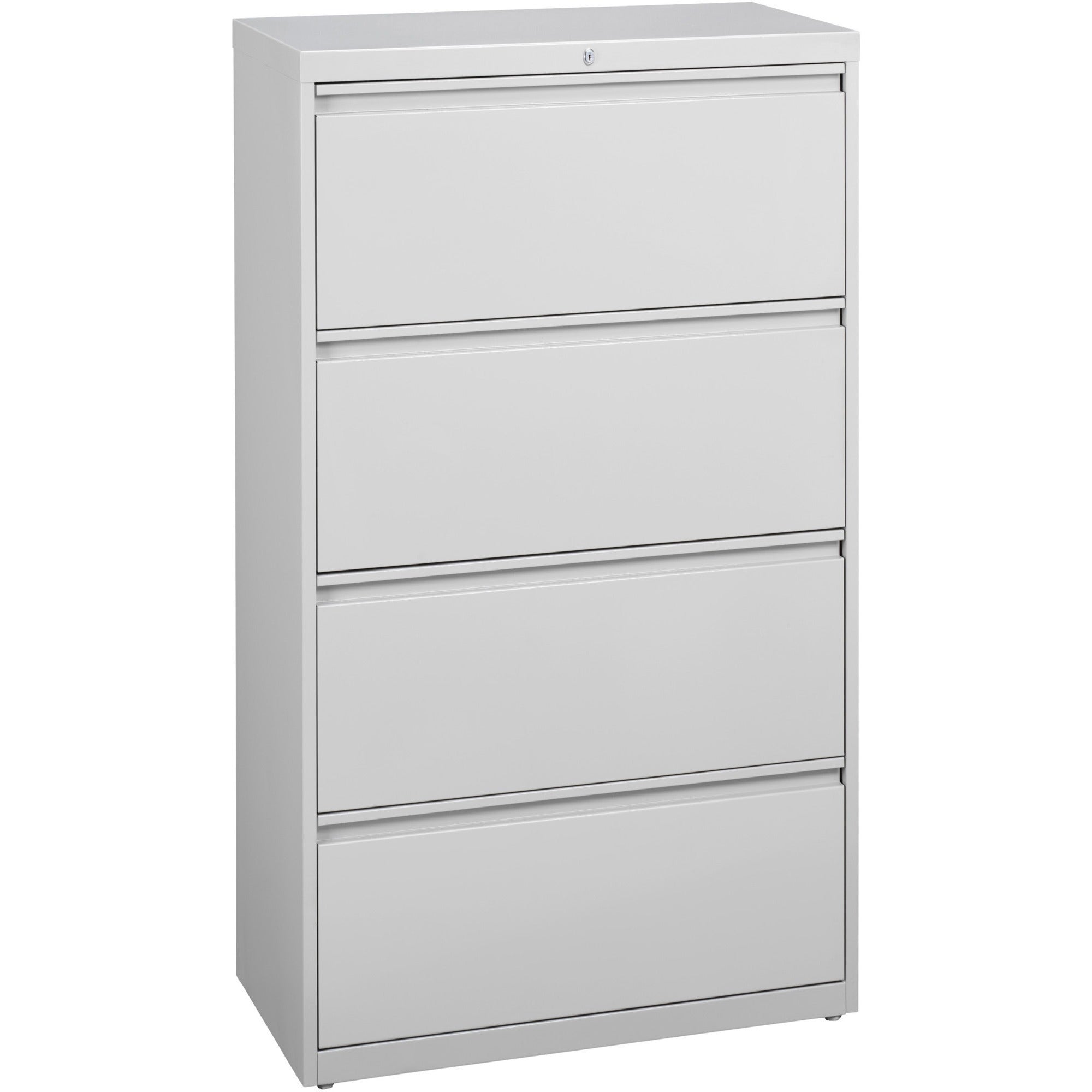 Lorell Fortress Series Lateral File, 4-Drawer, Lateral, 36"W x 18.6"D x 52.5"H, Light Gray, Steel, 1 Each