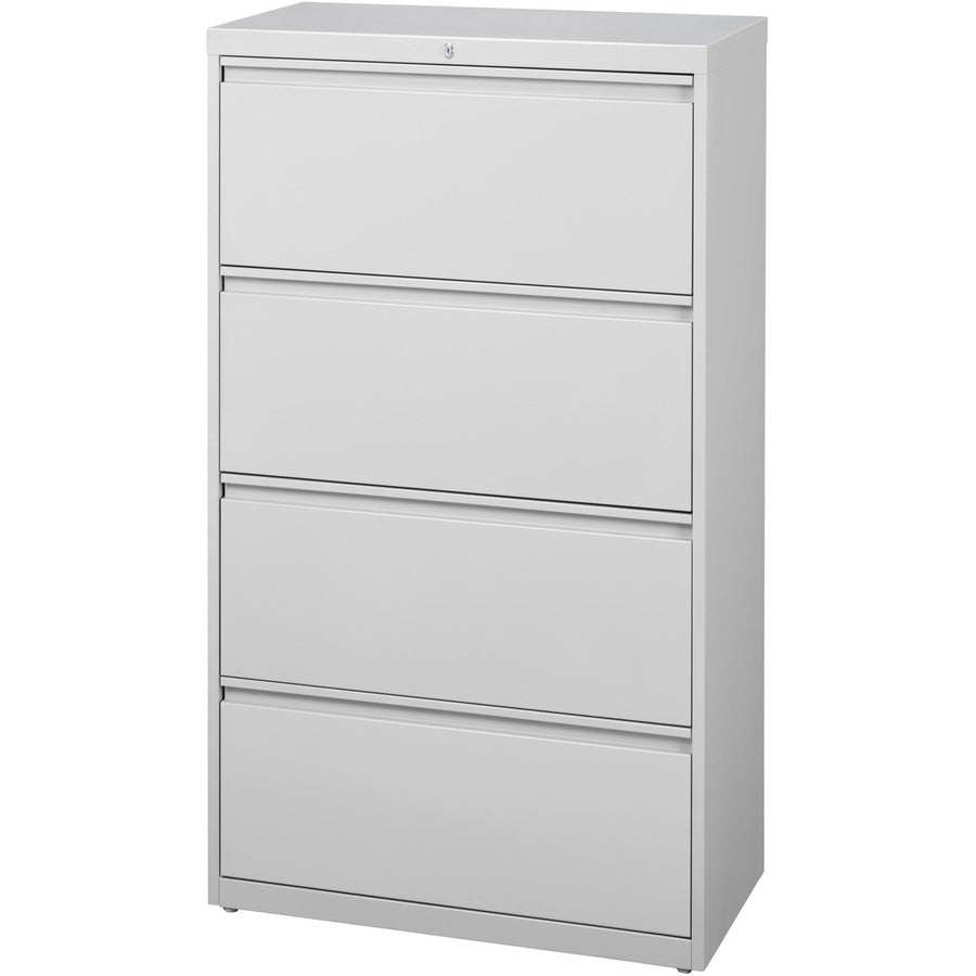 Lorell Fortress Series Lateral File, 4-Drawer, Lateral, 36"W x 18.6"D x 52.5"H, Light Gray, Steel, 1 Each