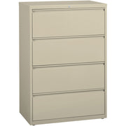 Lorell Fortress Series Lateral File, 4-Drawer, 36"W x 18.6"D x 52.5"H, Steel, Putty, 1 Each