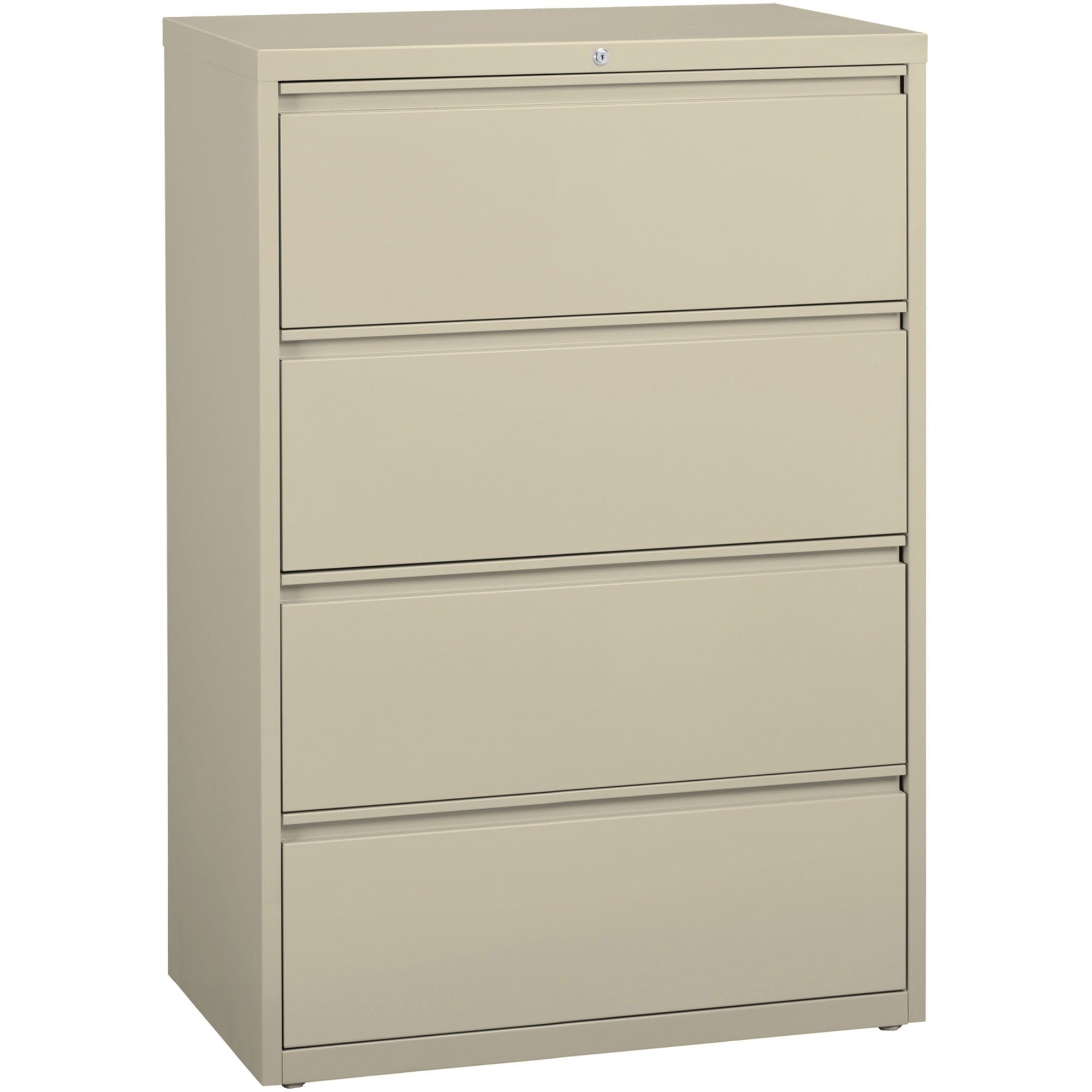 Lorell Fortress Series Lateral File, 4-Drawer, 36"W x 18.6"D x 52.5"H, Steel, Putty, 1 Each