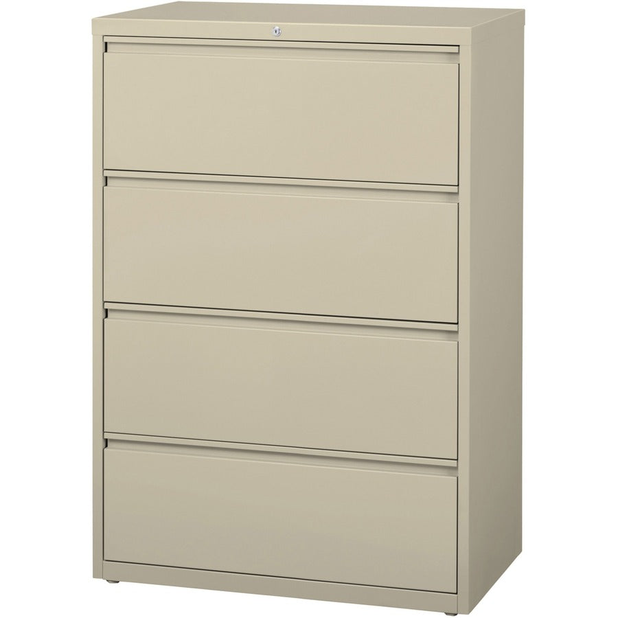 Lorell Fortress Series Lateral File, 4-Drawer, 36"W x 18.6"D x 52.5"H, Steel, Putty, 1 Each