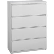 Lorell Fortress Series Lateral File, 4-Drawer, Lateral, 42"W x 18.6"D x 52.5"H, Light Gray, Steel, Recycled Content, Ball-Bearing Suspension, Rust Proof, Label Holder, 1 Each