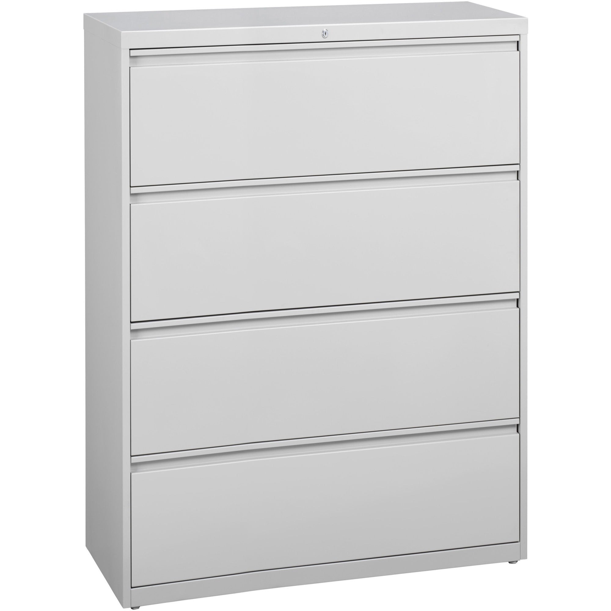 Lorell Fortress Series Lateral File, 4-Drawer, Lateral, 42"W x 18.6"D x 52.5"H, Light Gray, Steel, Recycled Content, Ball-Bearing Suspension, Rust Proof, Label Holder, 1 Each