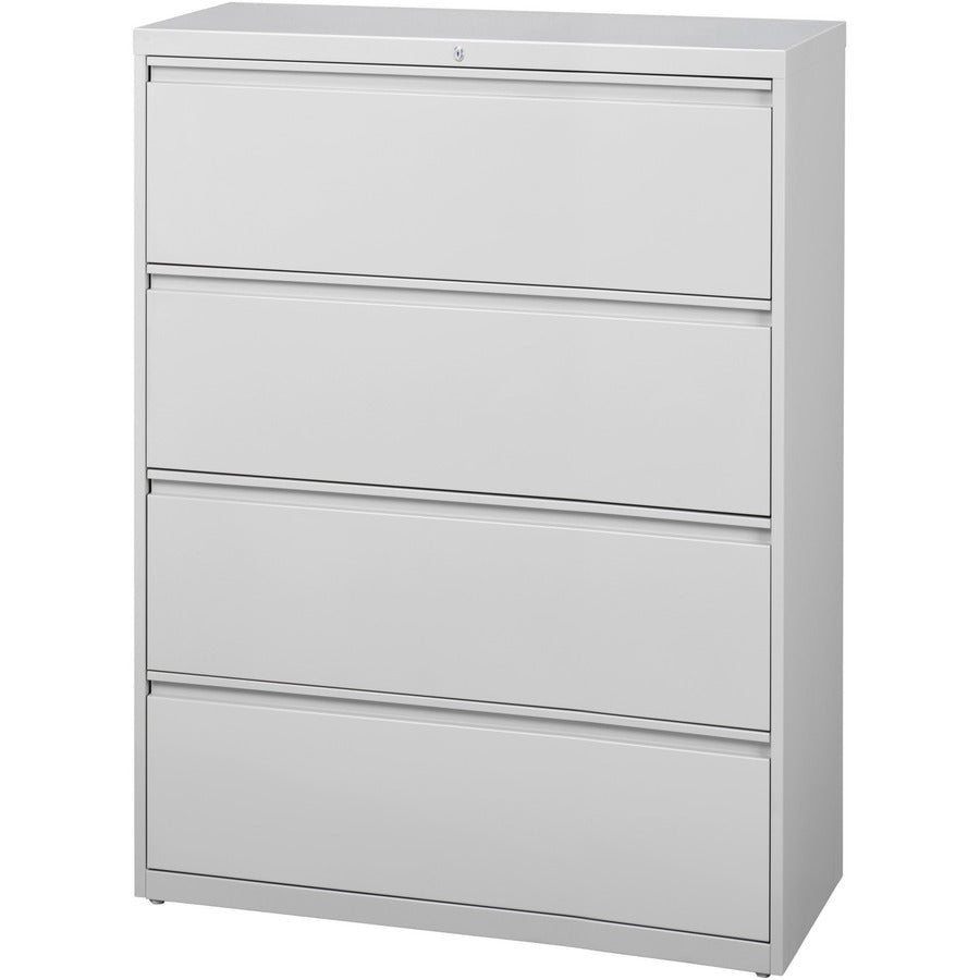 Lorell Fortress Series Lateral File, 4-Drawer, Lateral, 42"W x 18.6"D x 52.5"H, Light Gray, Steel, Recycled Content, Ball-Bearing Suspension, Rust Proof, Label Holder, 1 Each
