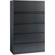 Lorell Fortress Series Lateral File w/Roll-out Posting Shelf - 42" Width x 18.6" Depth x 67.7" Height - 5 x Drawer(s) - Legal, Letter, A4 - Lateral - Rust Proof, Leveling Glide, Interlocking - Charcoal - Steel - Recycled