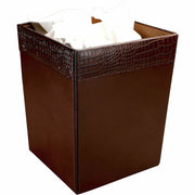 Dacasso Square Leather Wastebasket, Crocodile Finish, 12" x 9.5" x 9.5", 1 Each