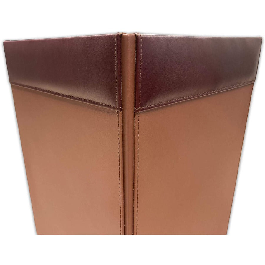 Dacasso Wastebasket, Square, 12" x 9.5" x 9.5", Leather, Mocha Finish, 1 Each