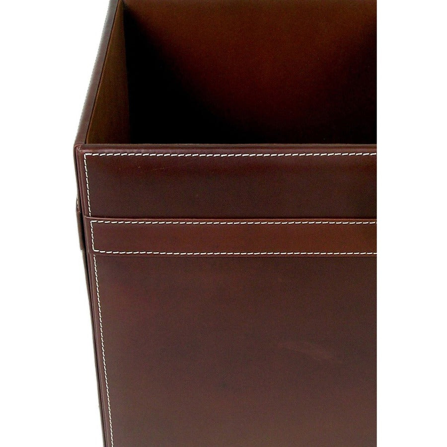Dacasso Wastebasket - Square - 12" Height x 9.5" Width x 9.5" Depth - Leather - Brown - 1 Each