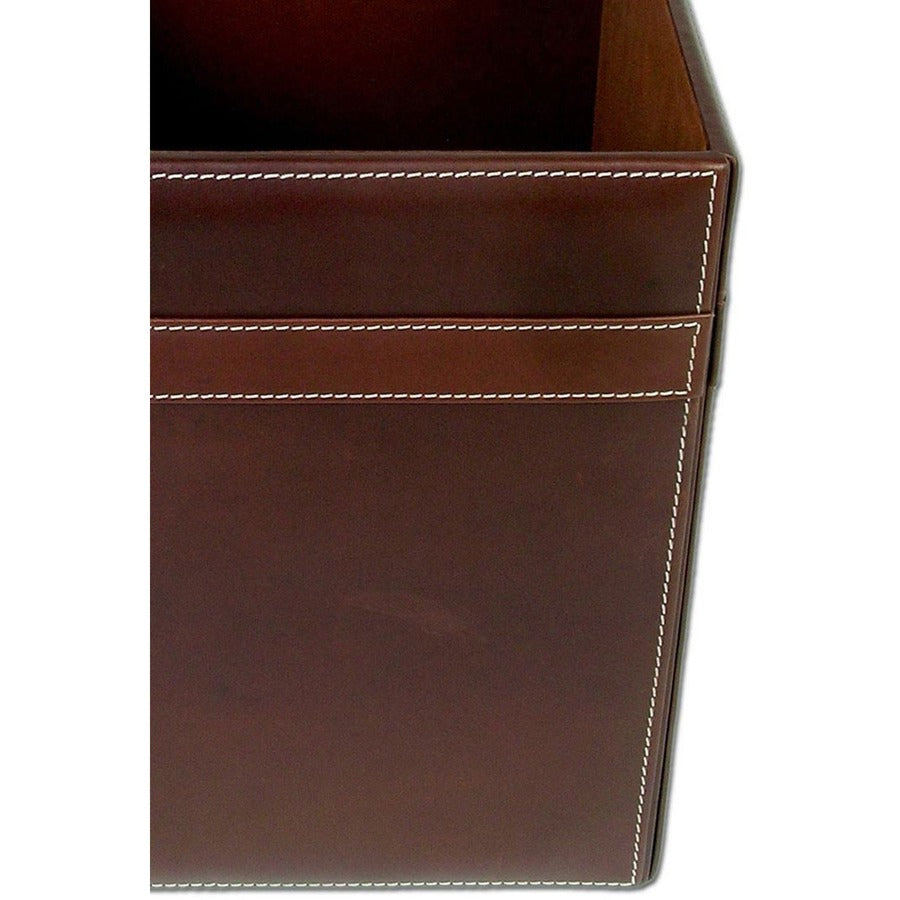 Dacasso Wastebasket - Square - 12" Height x 9.5" Width x 9.5" Depth - Leather - Brown - 1 Each