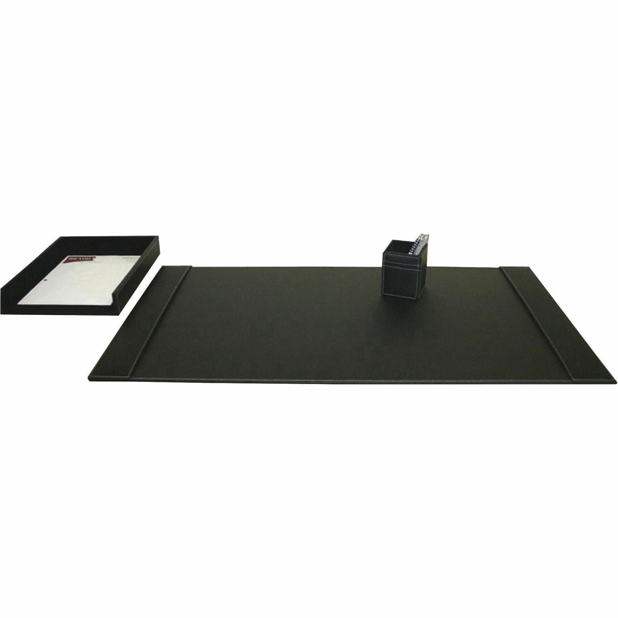 Dacasso Leather Desk Set, 3-Piece, Includes Desk Pad, Pencil Cup, Letter Tray, 1 Each