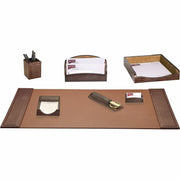Dacasso Embossed Leather Desk Set, Seven-Piece, 1 Each