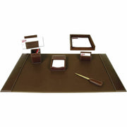 Dacasso Rustic Leather Desk Set, Seven-Piece, 1 Each