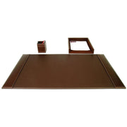 Dacasso Rustic Leather Desk Set, 3-Piece, Includes Desk Pad, Pencil Cup, Letter Tray, 1 Each