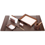 Dacasso Leather Desk Set, Seven-Piece, 1 Each