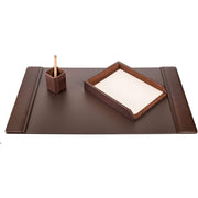 Dacasso Leather Desk Set, 3-Piece, Includes Desk Pad, Pencil Cup, Letter Tray, 1 Each