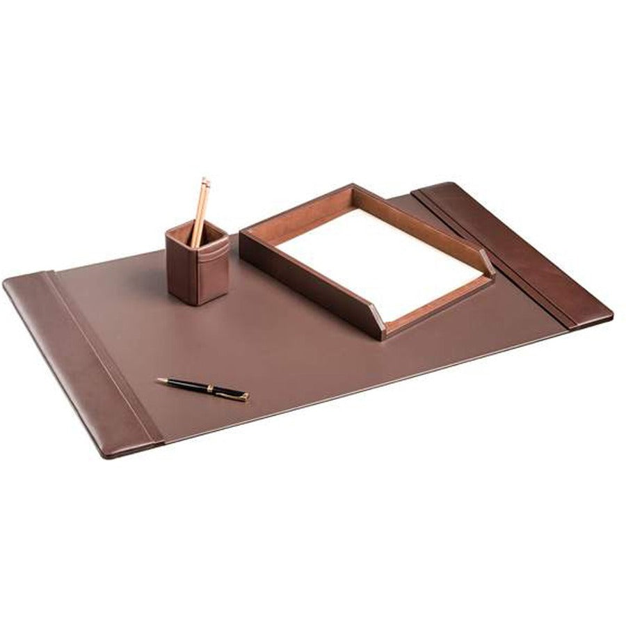 Dacasso Leather Desk Set, 3-Piece, Includes Desk Pad, Pencil Cup, Letter Tray, 1 Each