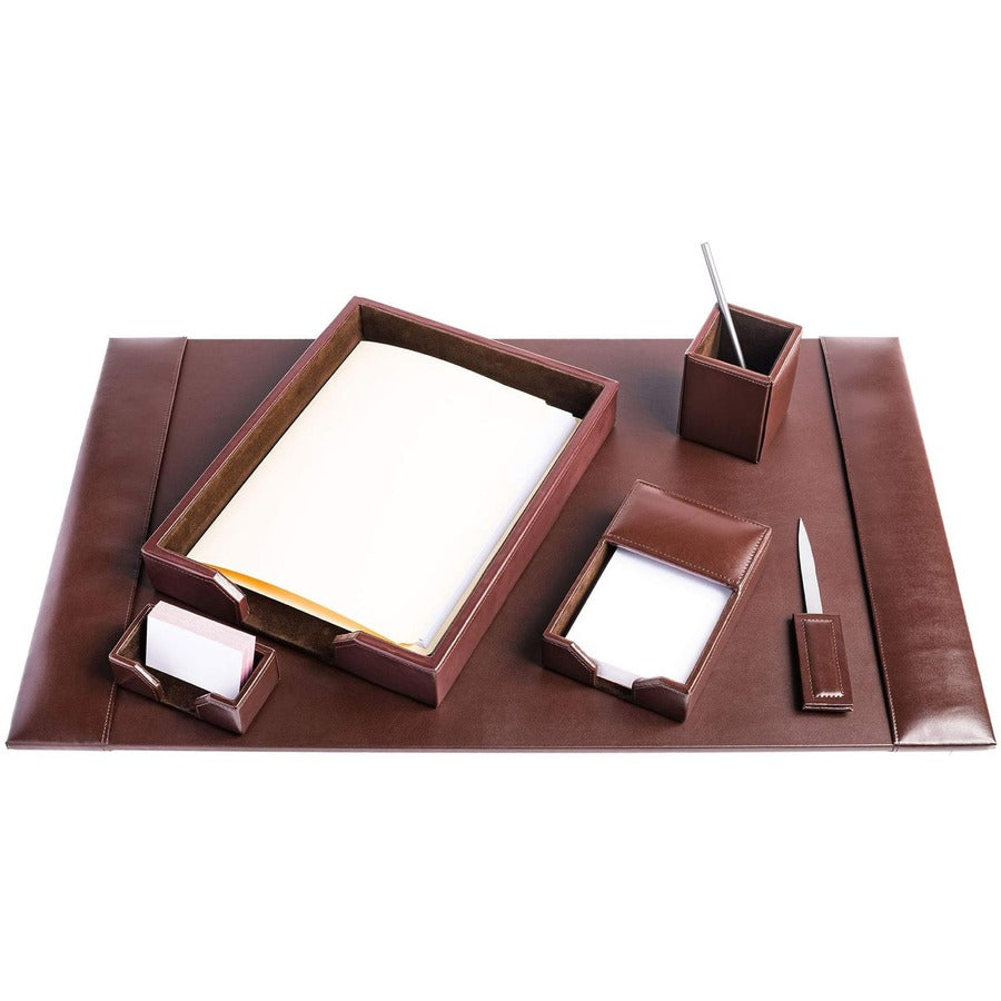 Dacasso Bonded Leather Desk Set, 6-Piece, Includes Desk Pad, Memo Holder, Business Card Holder, Pencil Cup, Letter Opener, Letter Tray, 1 Each