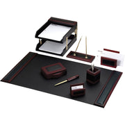 Dacasso Rosewood & Leather 10-Piece Desk Set, 1 Each