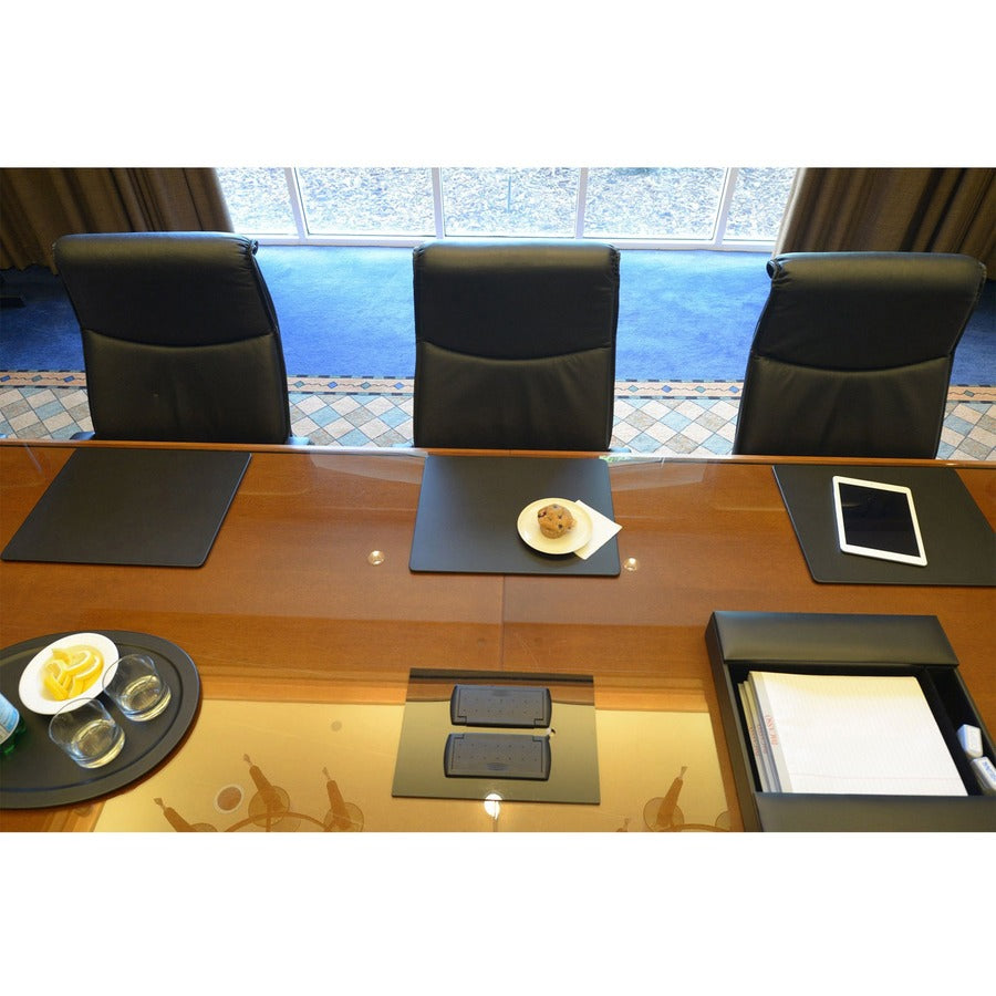 Dacasso Leatherette Conference Pad - Rectangular - 17" Width x 14" Depth - Felt Backing - Leather - Black