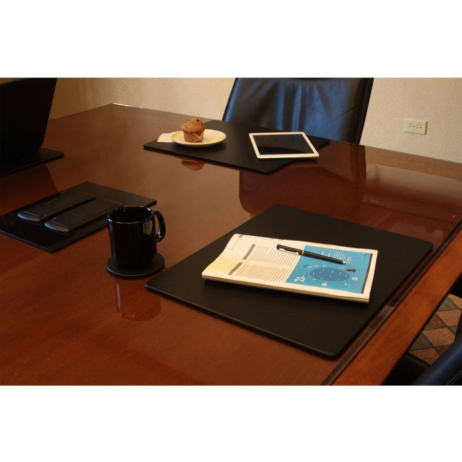 Dacasso Leatherette Conference Pad - Rectangular - 17" Width x 14" Depth - Felt Backing - Leather - Black