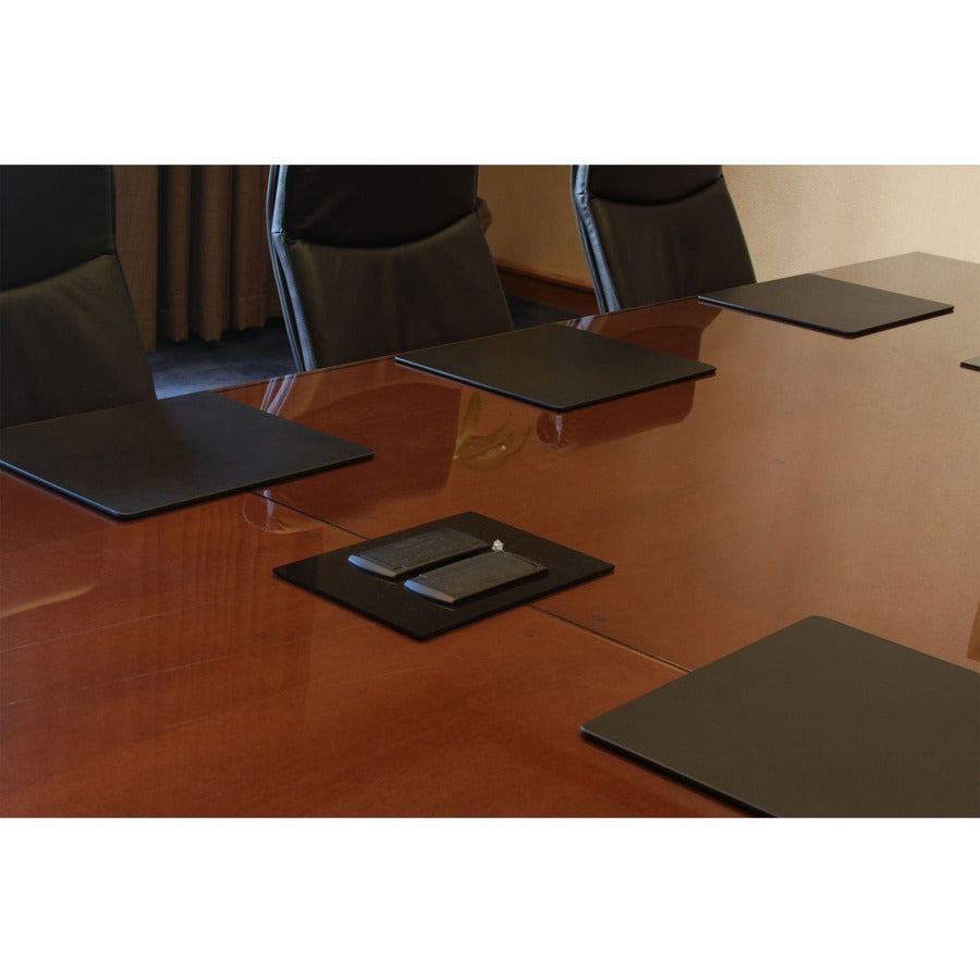 Dacasso Leatherette Conference Pad - Rectangular - 17" Width x 14" Depth - Felt Backing - Leather - Black