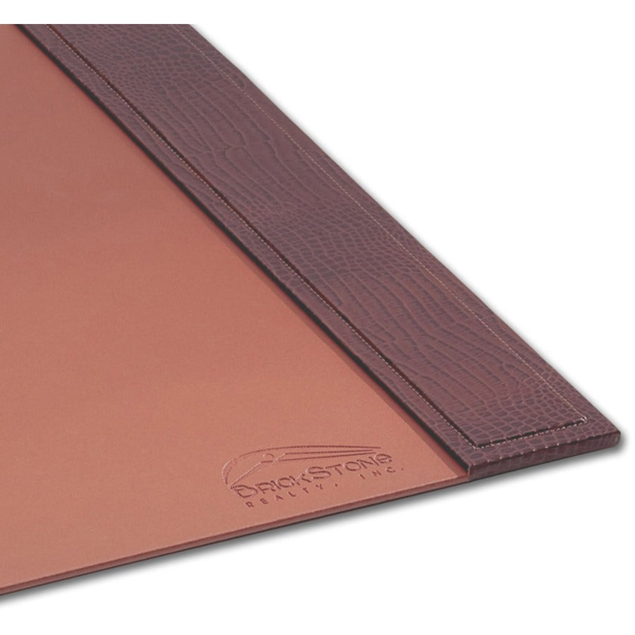 Dacasso Crocodile Embossed Side-Rail Desk Pad - Rectangular - 22.5" Width x 17.25000" Depth - Felt Tan Backing - Top Grain Leather - Brown