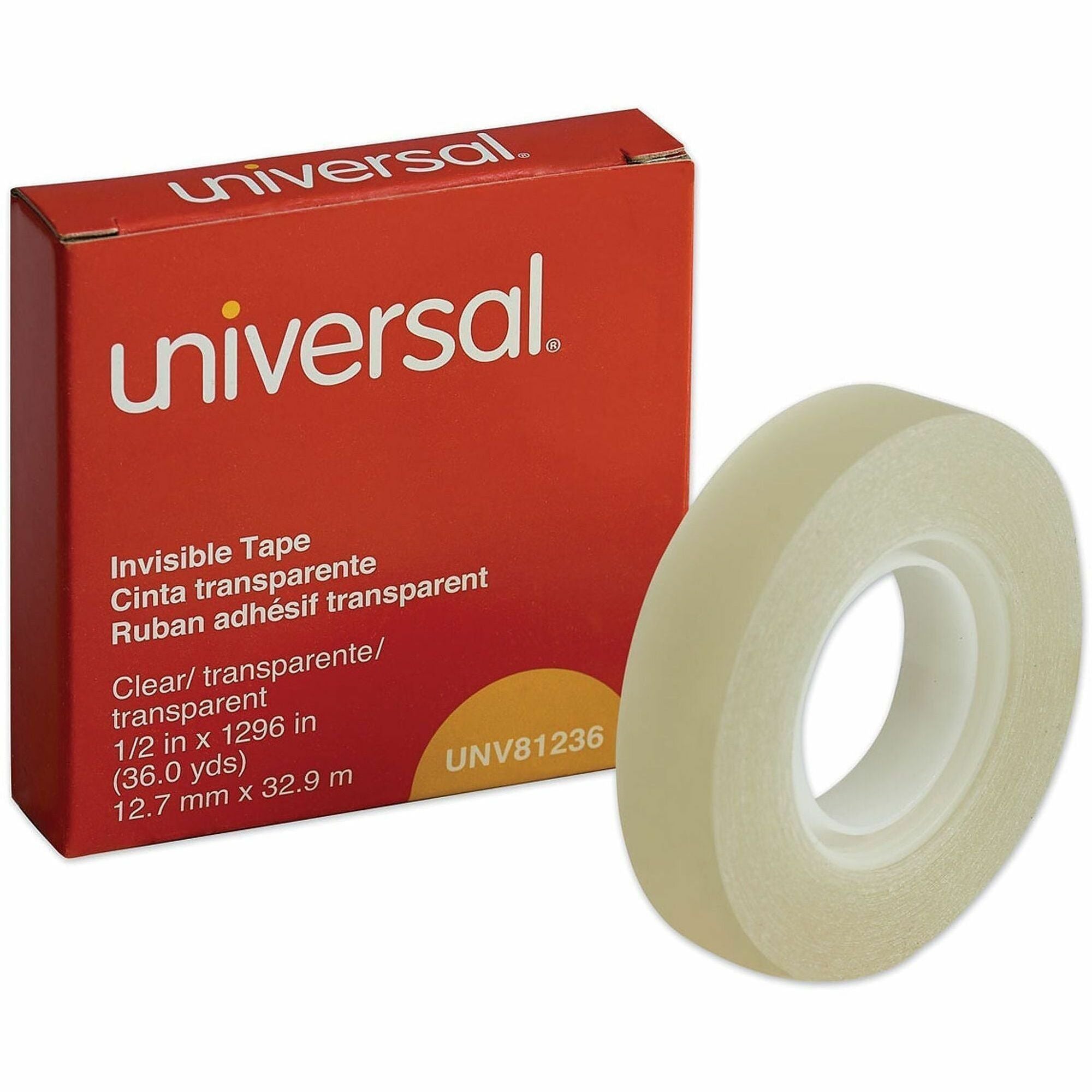 36 yd Length x 0.50" Width x 2 mil Thickness - 1" Core - Matte - Clear - Acrylic - Plastic Backing - 1 Roll